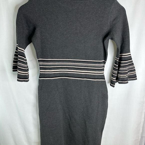 Gabby Skye Sweater Dress Womens Graphite Sz L 3/4 Sleeve Flare Cuff Knit NEW Q7 - Picture 3 of 8